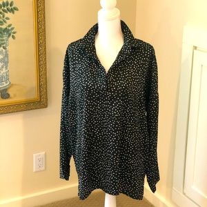 Oversized Black Tunic top with white polka dots